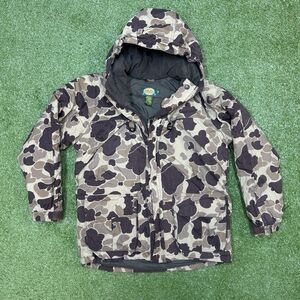 Vintage Cabelas Jacket Youth Large Brown Duck Camo Gore Tex Hunting Coat